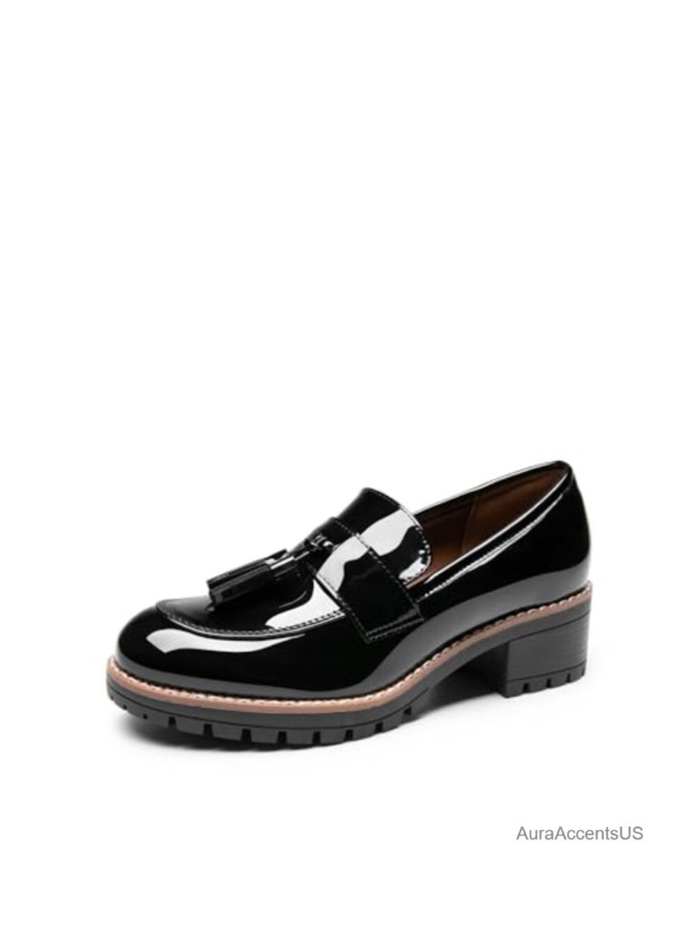 Chunky Slip-On Loafers with Vegan Leather Tassel Business Casual